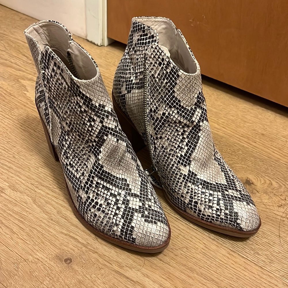 Mia snake skin booties.